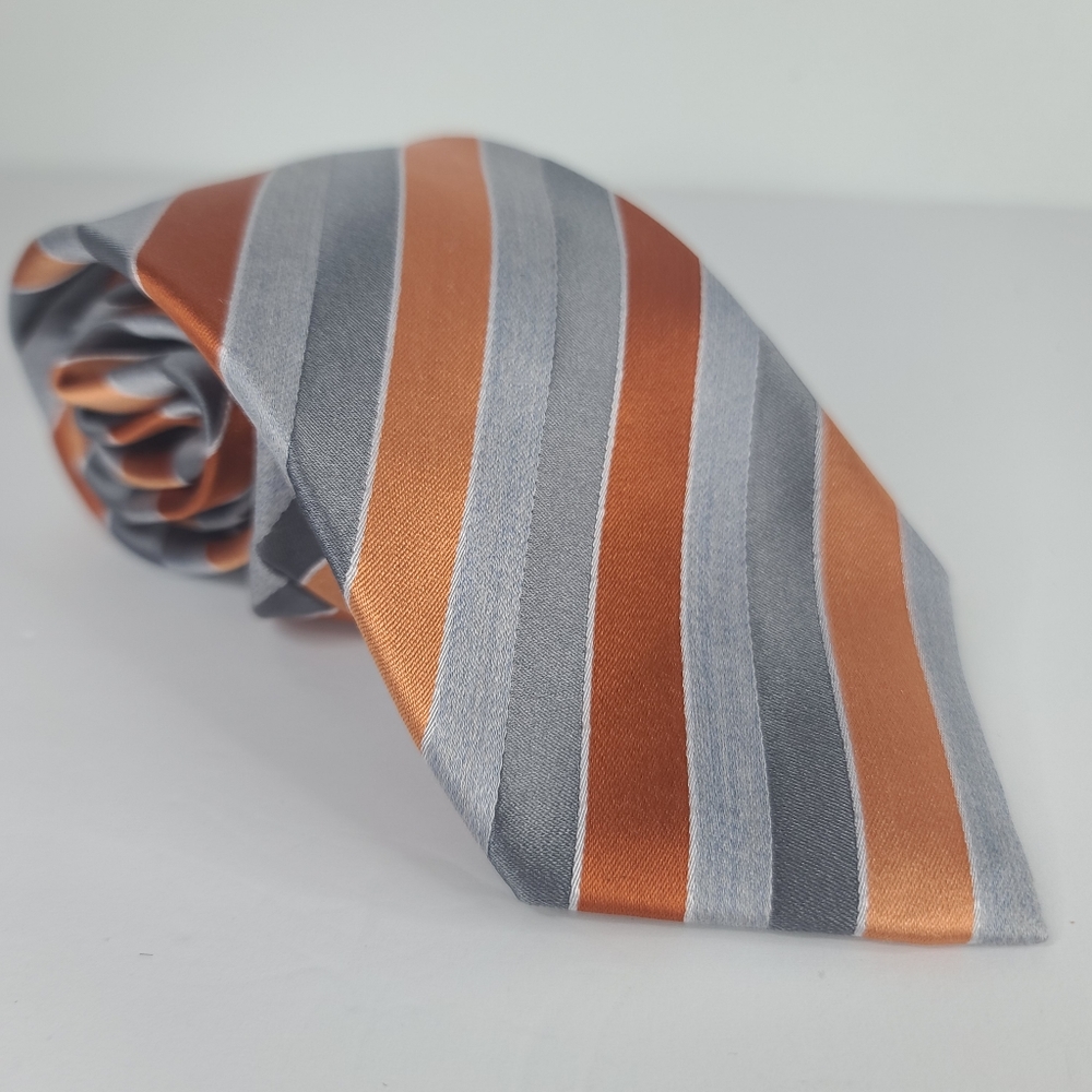 GEOFFREY BEENE Orange/ Silver Stripes.